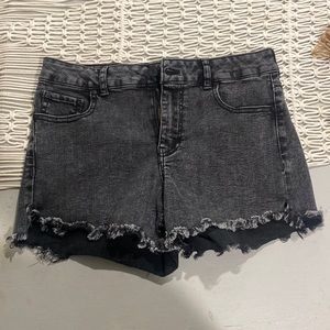 Black denim shorts
